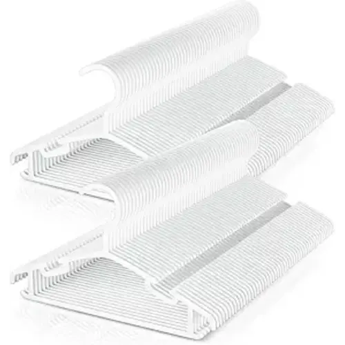 Baby Hangers 100 Pack Non-Slip Kids Plastic Hangers for Closet, Space Saving Toddler Hanger for Infant Clothing, Childrens Hanger for Child, White