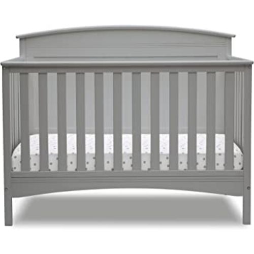 Delta Children Archer Solid Panel 4-in-1 Convertible Baby Crib - Greenguard Gold Certified, Grey