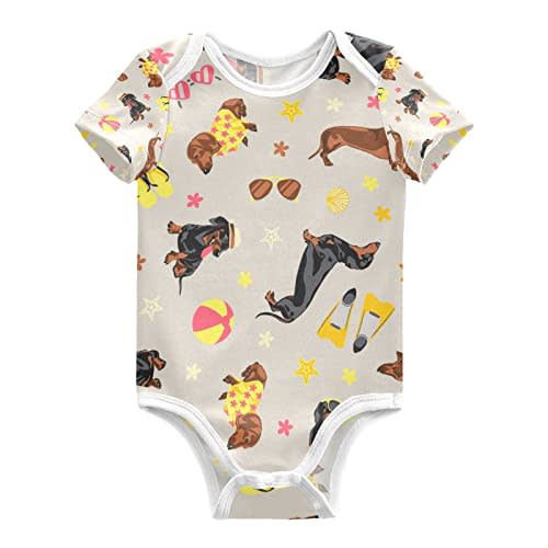 vvfelixl Dachshund Dog Baby Clothes for Boy Girl,Baby One-Piece Bodysuit for 0-24 Months,Short Sleeve