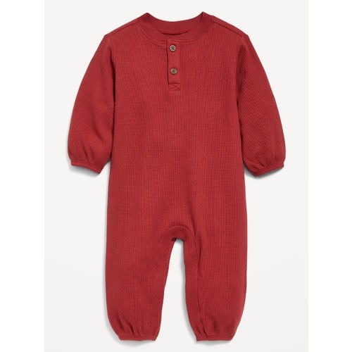 Long-Sleeve Waffle-Knit Henley One-Piece for Baby | Old Navy