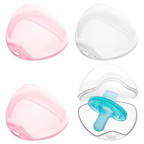 Pacifier Case (4 Pack, Clear, Pink)