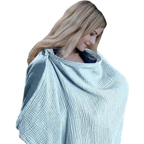 Comfortable Breastfeeding Baby Cover for Mom's Privacy Protection with Rigid and Breathable Breastfeeding Cover Multi Purpose Apron Cover Shawl Breastfeeding Cover - 100% （Muslin） Cotton