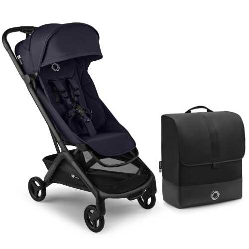 Bugaboo Butterfly 2 Complete Stroller + Travel Bag Bundle - Black / Deep Indigo / Deep Indigo