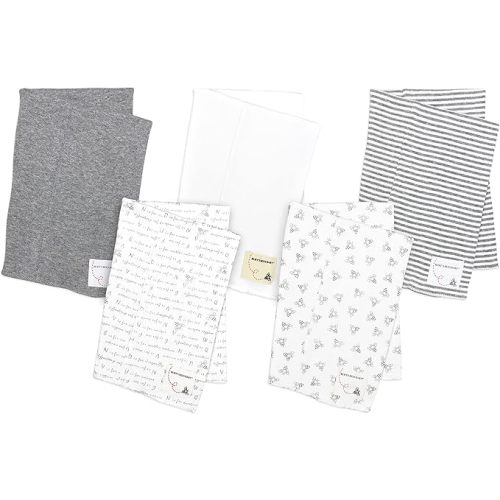 Burt's Bees Baby - Burp Cloths, 5-Pack Extra Absorbent 100% Organic Cotton Drool Cloths