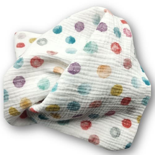 Watercolor Dots Muslin Swaddle Blanket, 100% Cotton Gauze, Baby Gift