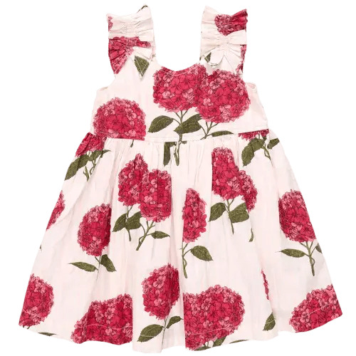 Girls Via Dress - Pink Stripe Hydrangeas – Size 3