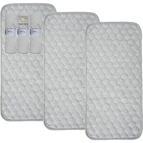 Quilted Thicker Changing Pad Liner 3 Pack Waterproof, Fit for Changing Pads, are Warm On a Baby's Back Non-Slip Design Reusable Pads Machine Washable 14"x 27.5" - Gray