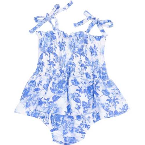 Smocked Bubble with Skirt, Roses In Blue - Angel Dear | Maisonette