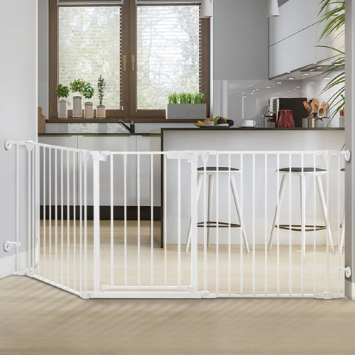 Toocapro 33" - 80" Wide Metal Safety Gate Baby Gates Fireplace Fence 3 Panels & Reviews | Wayfair