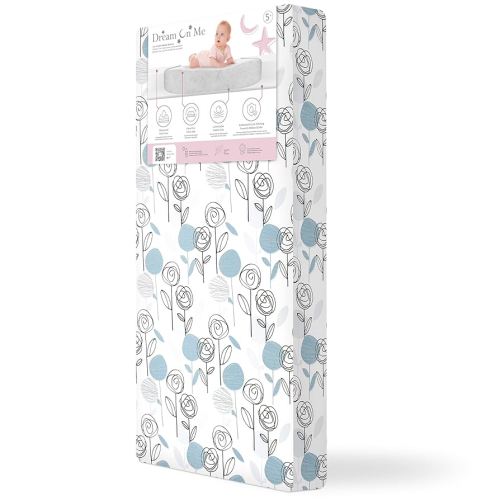 Dream On Me Floral Dreams Firm Fiber Baby Crib Mattress in Teal, Greenguard Gold and JPMA Certified, Fits All Standard Cribs and Toddler Beds, Waterproof Sleep Surface & Machine Washable Cover