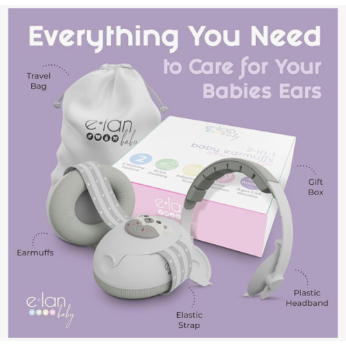 2-in-1 Baby Ear Muffs Noise Protection - Baby Headphones for Noise & Plane Travel - 2 Headbands - Toddler Ear Protection for Infant & Toddler Travel Essential, Age 1-48 Months