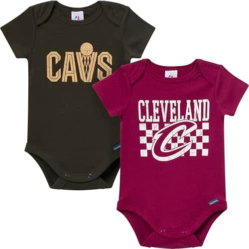 Gerber unisex-baby NBA Team 2 Pack Short Sleeve Onesie Bodysuits