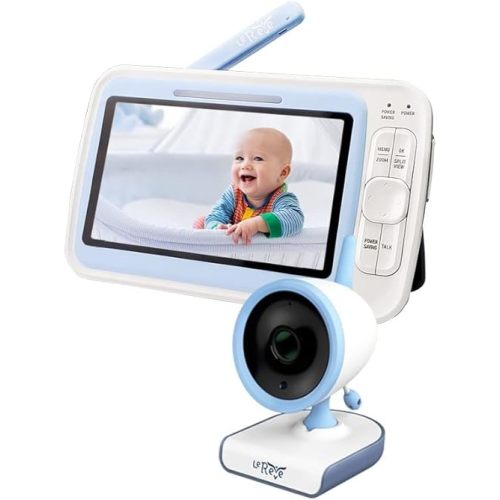 Low EMF 5" HD Long Range Baby Monitor with Camera and Audio, No WiFi, Auto Noise Reduce, 2-Way Audio, 5 Lullabies, Auto Night Vision