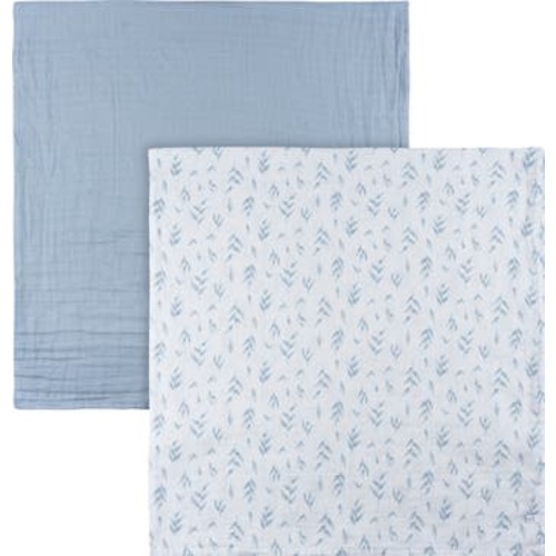Muslin Swaddle Blue Blankets 2-Pack