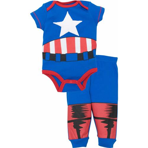 Marvel Avengers Baby Boys' Bodysuit & Pants Clothing Set, Captain America (0-3M)