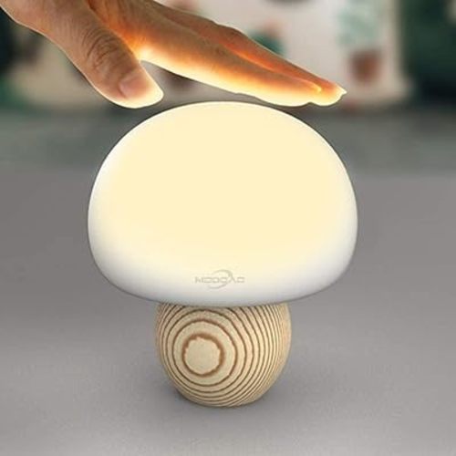 MODOAO LED Night Light Cute Mushroom Light Silicone USB Night Lamp Touch Sensor Atmosphere Lamp Bedroom Bedside Table Lamp