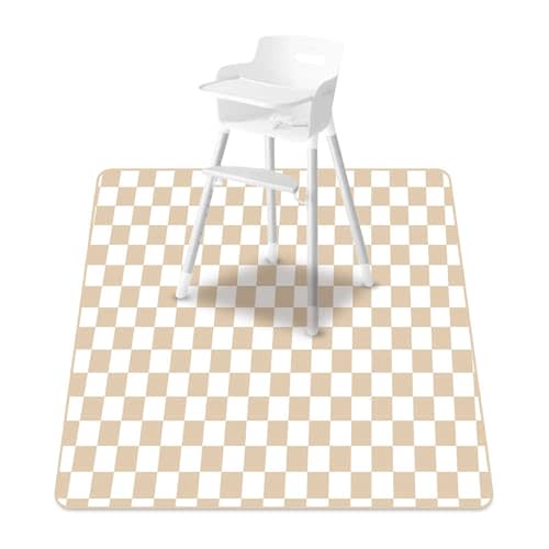 CoolaPeach Baby Splat Mat for Under High Chair, 51 x 51 Inch Wipeable Splash Mat，Floor Protector，Wipe-Clean Tablecloth and Playing Mat (Square)