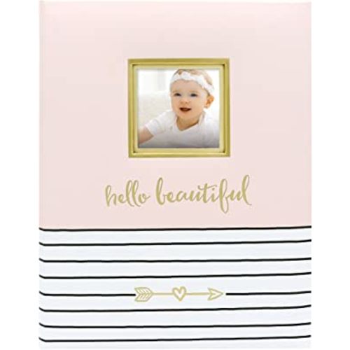 Pearhead Hello Beautiful First 5 Years Baby Memory Book with 3x3 Photo Insert, Baby Girl Keepsake Gift, Gift For New And Expecting Moms, 50 Fill In Pages, Pink