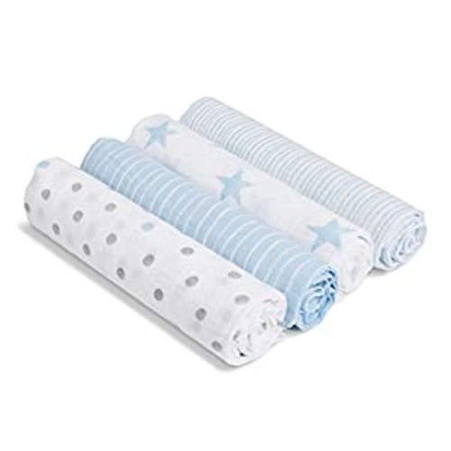 Parker Baby Co. Muslin Cotton Burp Cloths, 4 Pack - Gray