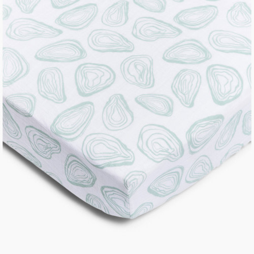 Lewis 100% Organic Muslin Crib Sheet - Green Oyster