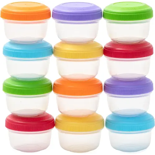 WeeSprout Baby Food Containers - Small 4 oz Containers with Lids, Leakproof & Airtight, Freezer Safe, Dishwasher Safe, Thick Food Grade Plastic, Set of 12 Baby Food Storage Containers + Color Options