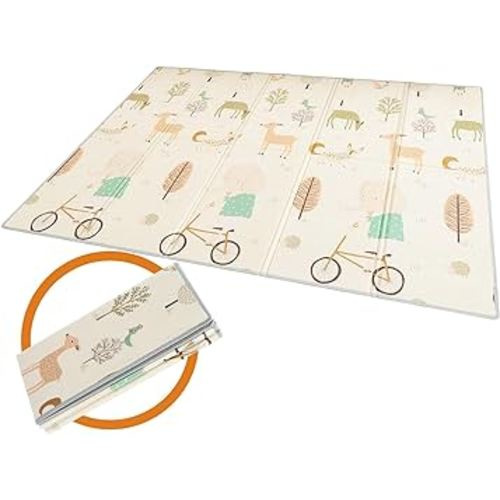 Gupamiga Baby Folding mat Play mat Extra Large Foam playmat Crawl mat Reversible Waterproof Portable Double Sides Kids Baby Toddler Outdoor or Indoor Use Non Toxic, Colorful(57x76x0.4in)