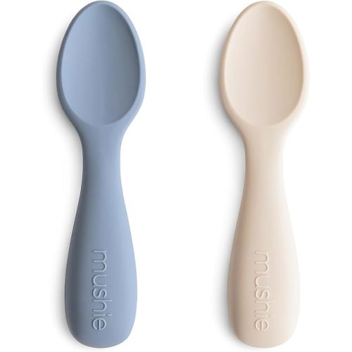 mushie Silicone Starter Spoons | 2 Pack (Tradewinds/Shifting Sand)
