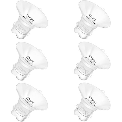 6pcs Updated Silicone Flange Insert 17mm Compatible with Momcozy/Medela/Spectra/Eufy/Lansinoh/TSRETE/Elvie/NCVI/Paruu Breast Pump, for 24mm Flange/Shield, Breastfeeding Essential Replacement Pump Part
