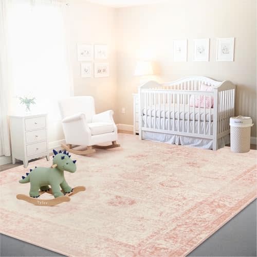 Istana 9x12 Area Rug - Pink 9 x 12 Area Rugs for Living Room - Foldable 9x12 Rugs for Bedroom/Living Room Rug - Stain Resistant Washable Rugs - Eco-Friendly Area Rugs