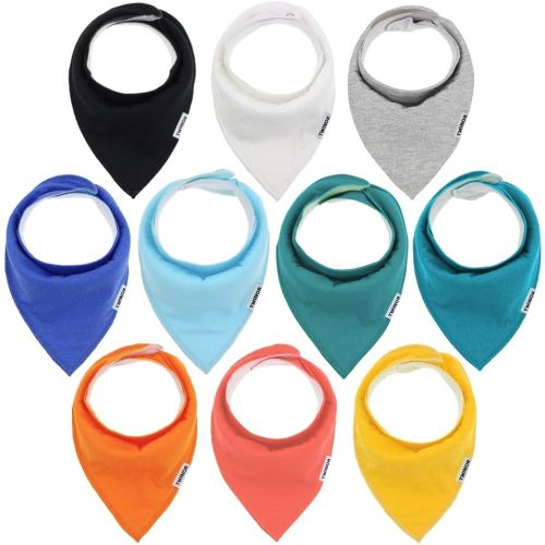TWINOR 10 Pack Baby Bibs Plain Baby Bandana Drool Bibs for Drooling and Teething, Super Absorbent&Soft Bibs for Baby Boys and Girls
