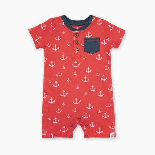 Burt's Bees Baby Organic Cotton Romper Jumpsuit - Anchor Aweigh, 0-3 M