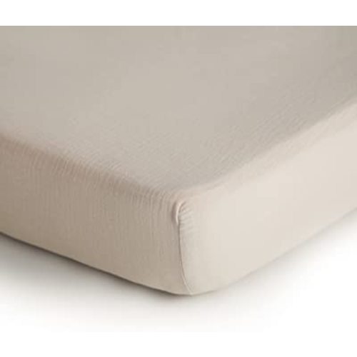 mushie Extra Soft Muslin Fitted Mini Crib Sheet | 24"x 38" (Fog)