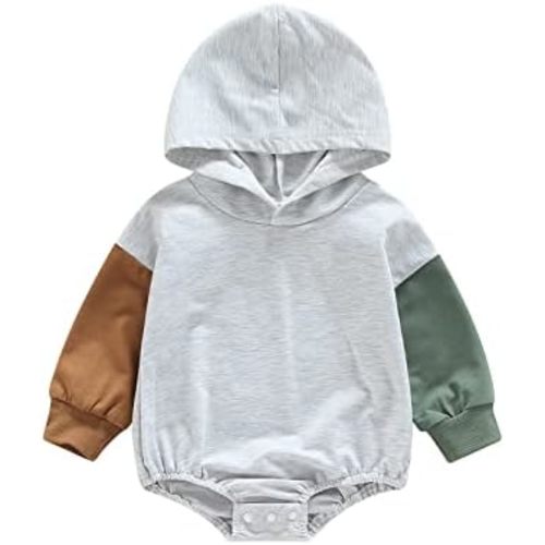 Thorn Tree Newborn Baby Boys Hooded Sweatshirt Long Sleeve Solid Romper Infant Baby Fall Winter Spring Outfits