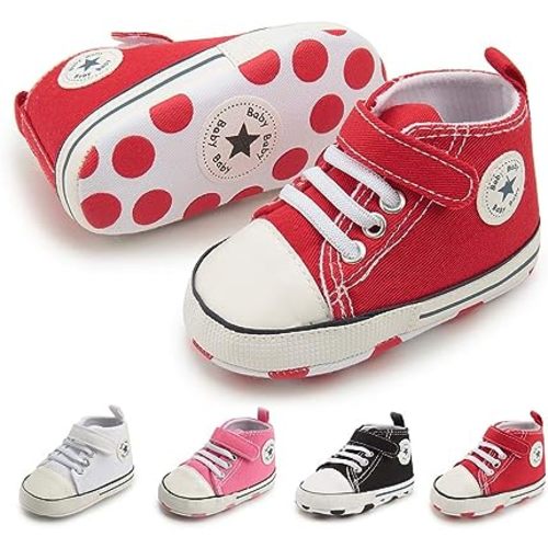 Meckior Baby Girls Boys Canvas Sneakers Soft Sole High-Top Ankle Infant First Walkers Crib Shoes