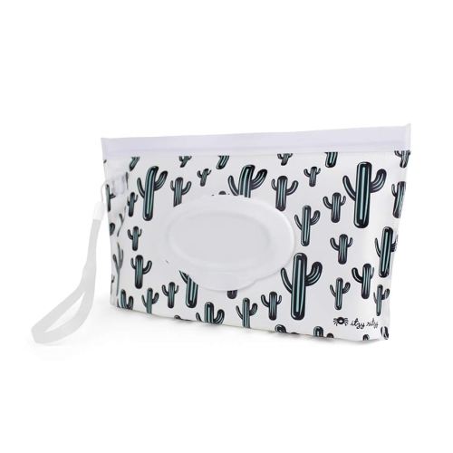 Itzy Ritzy Travel Wipes Case - Reusable Wipe Pouch – Take & Travel Pouch Holds Up To 30 Wet Wipes, Includes Silicone Wristlet Strap, Cactus