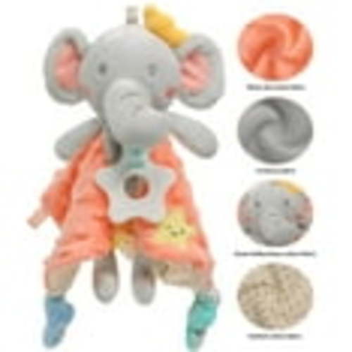 MesaSe Baby Sense Taglet Security Baby Taggies Blanket for Boys Girls | Elephant Loveys Comfort Towel Soothing, Comfortable, Warm, Cozy | Unisex & Toddler | Durable & Machine Washable