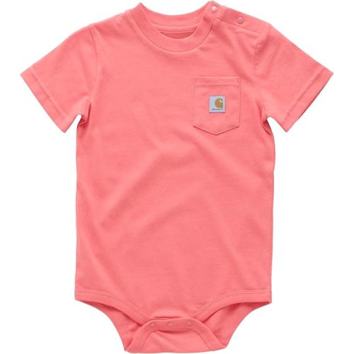 Carhartt Baby Short-Sleeve Pocket Bodysuit, Dubarry Pink, 18M