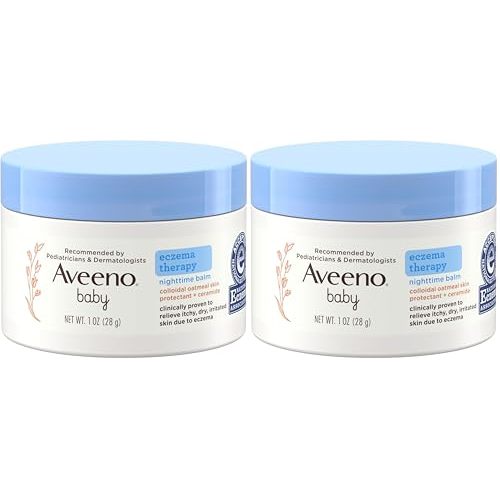 Aveeno Baby Eczema Therapy Nighttime Balm with Colloidal Oatmeal, Travel Size, 1 oz (Pack of 2)