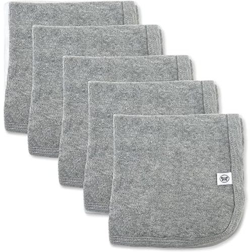 HonestBaby Unisex Baby Organic Cotton Washcloth Multi-Pack Winter Accessory Set, 5-Pack Heather Gray, One Size
