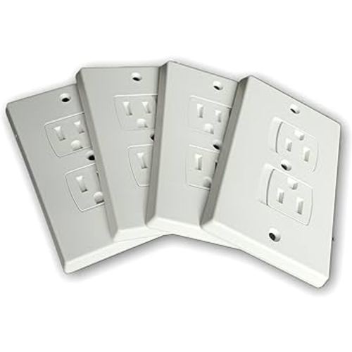 Self-Closing Electrical Wall Outlet Covers for Baby Proofing, Premium Plastic, Standard-Size Child Proof Outlet Cover, 4.6 x 3 Inches, Pack of 4, White - Wonderkid
