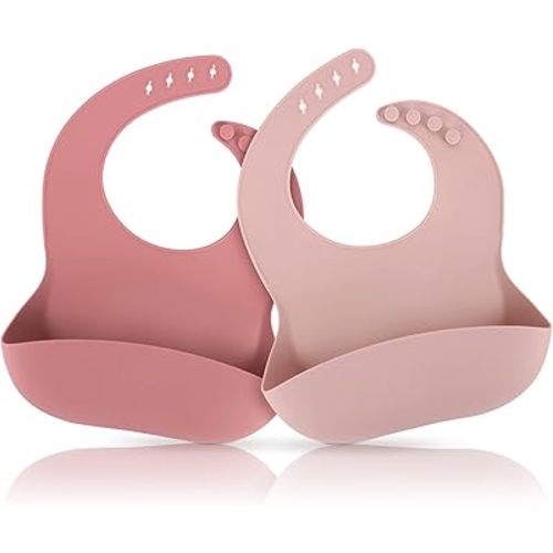 ME.FAN Silicone Baby Bibs for Babies & Toddlers | Adjustable Silicone Bibs 2 Set