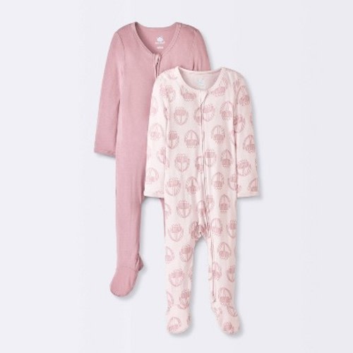 Baby 2pk Floral So Very Soft Modal Blend Sleep N' Play - Cloud Island™ Pink Newborn