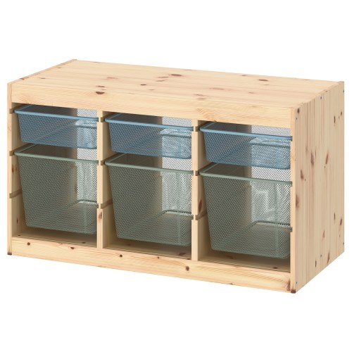 TROFAST Storage combination with boxes - light white stained pine gray-blue/light green-gray 36 5/8x17 3/8x20 1/2 "