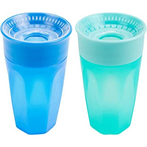 Dr. Brown's Milestones Cheers 360 Training Cup for Toddlers & Babies, Leak-Free Sippy Cup, Blue/Aqua, 10oz/300mL, 9m+, 2 Pack (Colors May Vary)
