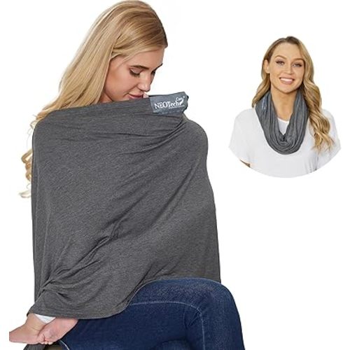 NeoTech Care Baby Nursing Cover Breastfeeding Scarf | Soft Fabric (Gray)