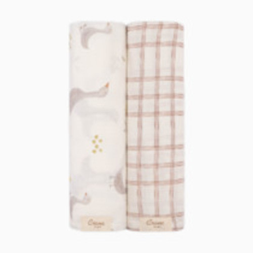 Crane Baby Cotton Muslin Swaddles (2 Pack) - Charlie Goose/Check
