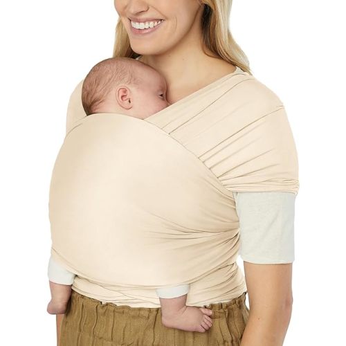 Ergobaby Sustainable Knit Aura Baby Carrier Wrap for Newborn to Toddler (8-25 Pounds), Cream