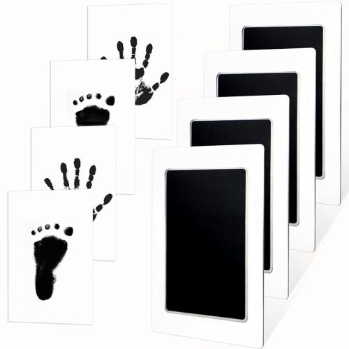 4-Pack Inkless Hand and Footprint Kit, Baby Footprint Kits, Clean Touch Baby Handprints and Footprints Kits,No Mess Ink Pad for Baby Hand and Footprints,Dog Paw Print Kit (Black)