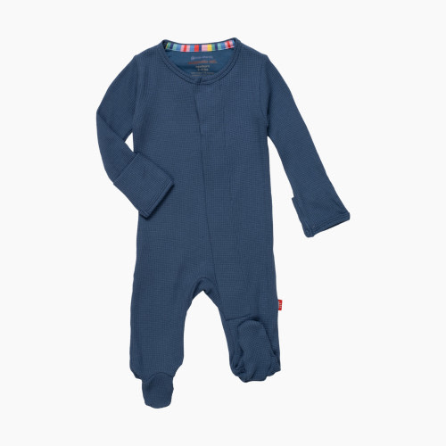 Magnetic Me Waffle Footie - Dark Blue, 0-3 M