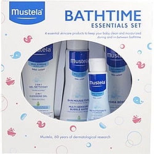Mustela Baby Bathtime Essentials Gift Set, Natural Baby Skin Care, 4 Items